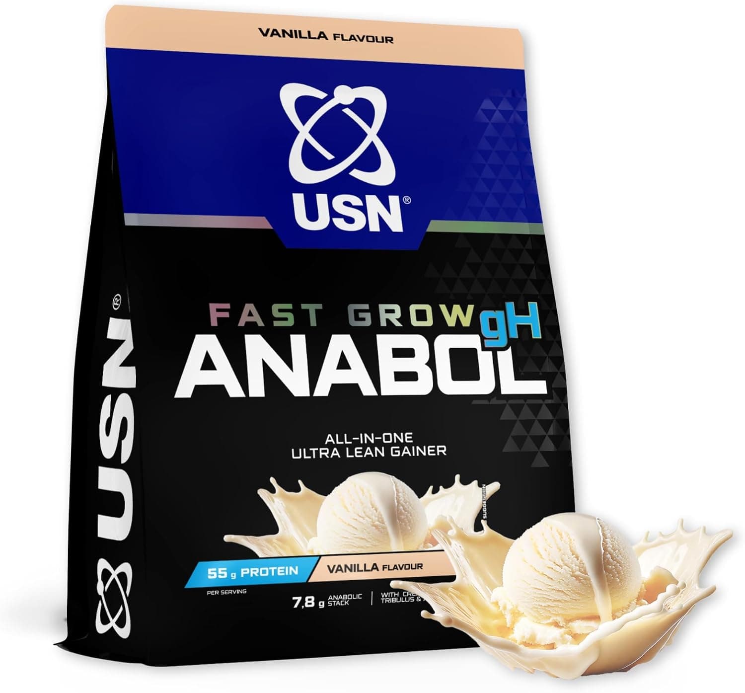 USN Fast Grow Anabol Strawberry All-in-one Protein Powder Shake (6kg): Workout-Boosting, Anabolic Protein Powder for Muscle Gain