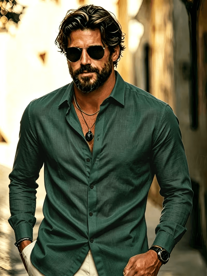 Camisa de Manga Comprida Casual de Verão