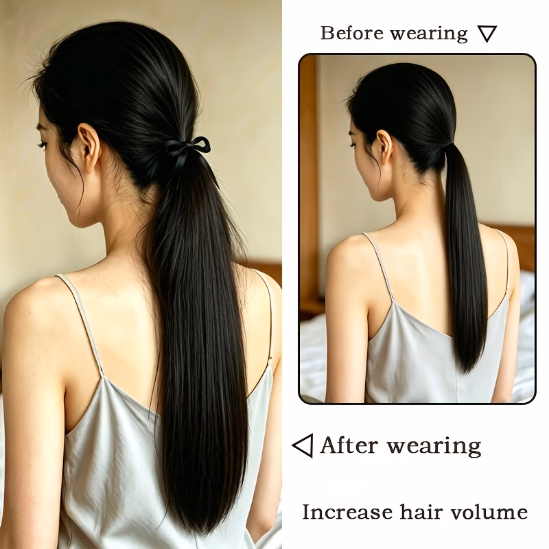 Cabelo Sintético Liso para Rabo de Cavalo com Cinto, 60Cm (24 Polegadas) de Comprimento