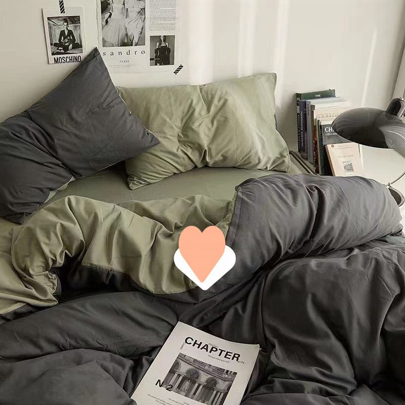 Conjunto de Cama de Quatro Peças em Cor Sólida, Estilo Minimalista, Conjunto Completo de Capa de Colcha de Verão, Conjunto de Lençóis para