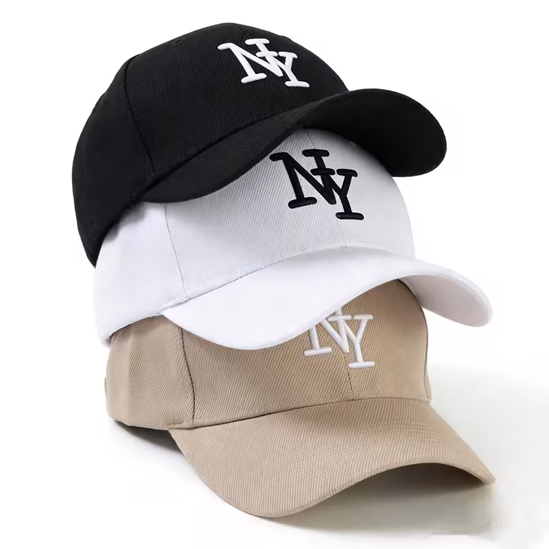Conjunto de 3 Bonés de Baseball Ajustáveis com Letras Bordadas 'NY