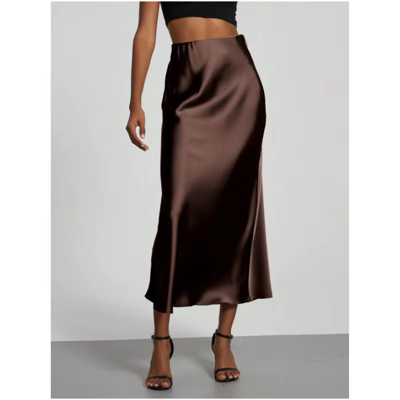 Vestido Midi de Cetim com Cintura Alta para Mulheres, Estilo Europeu e Americano, Saia Justa em Cauda de Peixe para a Primavera ODM OEM Sem avaliações nesse momento