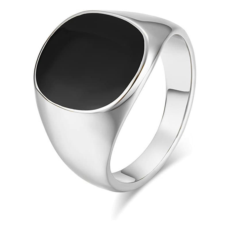 Anéis Masculinos Quadrados Pretos Personalizados para Noivado, Joias Geométricas, Anéis de Casamento Grandes em