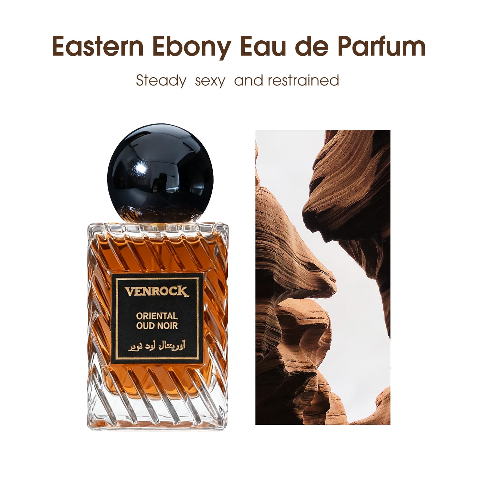 Venrock OEM ODM Perfume masculino EDP Oriental Oud Noir, concentração de 15%, fragrância amadeirada de madeira de agar,