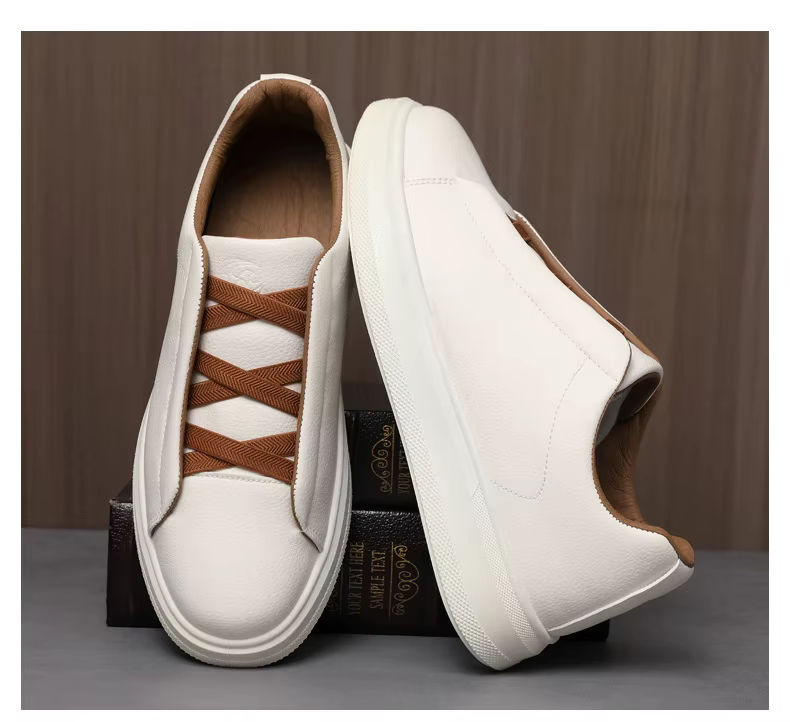 Tênis Masculino Impermeável Cano Baixo com Cadarço Estilo Casual Branco para Caminhada e Skate