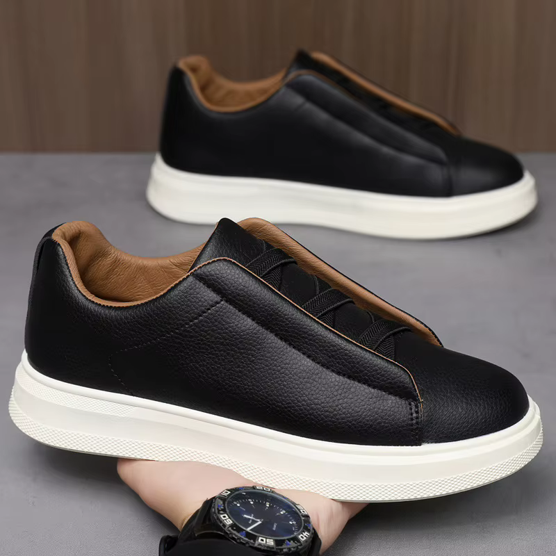 Tênis Masculino Impermeável Cano Baixo com Cadarço Estilo Casual Branco para Caminhada e Skate
