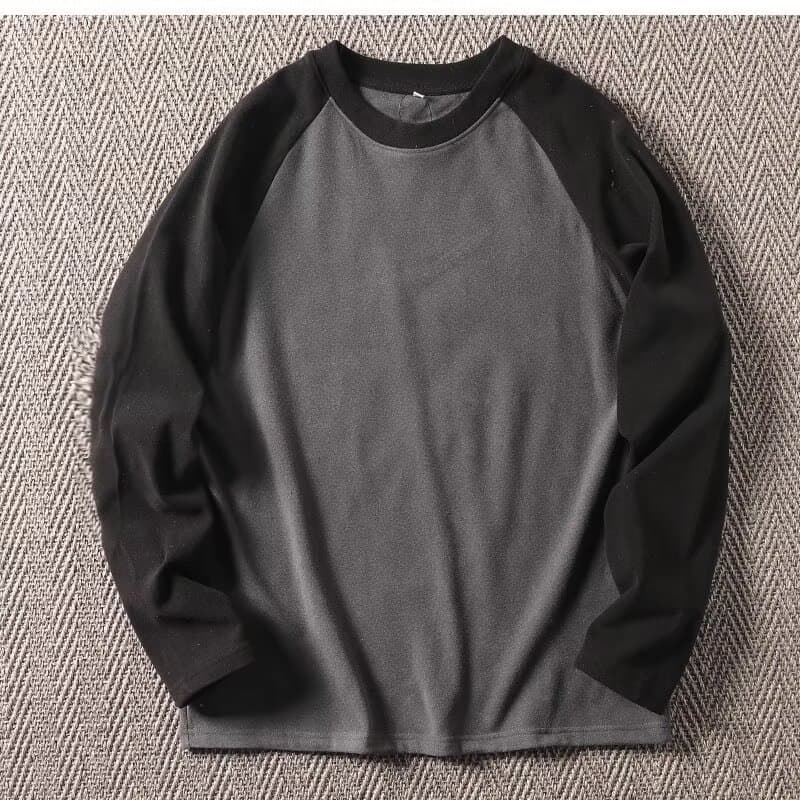 Atacado 250g 100% Algodão Raglan Camisetas de Manga Longa para Homens Top Vendedores Bloco de Cor Personalizado Casual Design Sólido Jersey