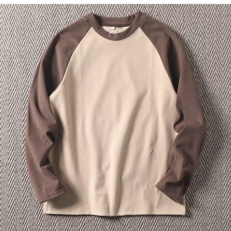 Atacado 250g 100% Algodão Raglan Camisetas de Manga Longa para Homens Top Vendedores Bloco de Cor Personalizado Casual Design Sólido Jersey