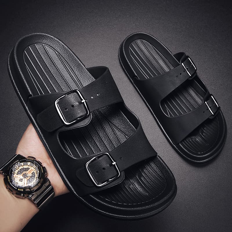 Novo chinelo masculino tipo flip-flop, sandália masculina clássica atualizada, chinelo de praia moderno