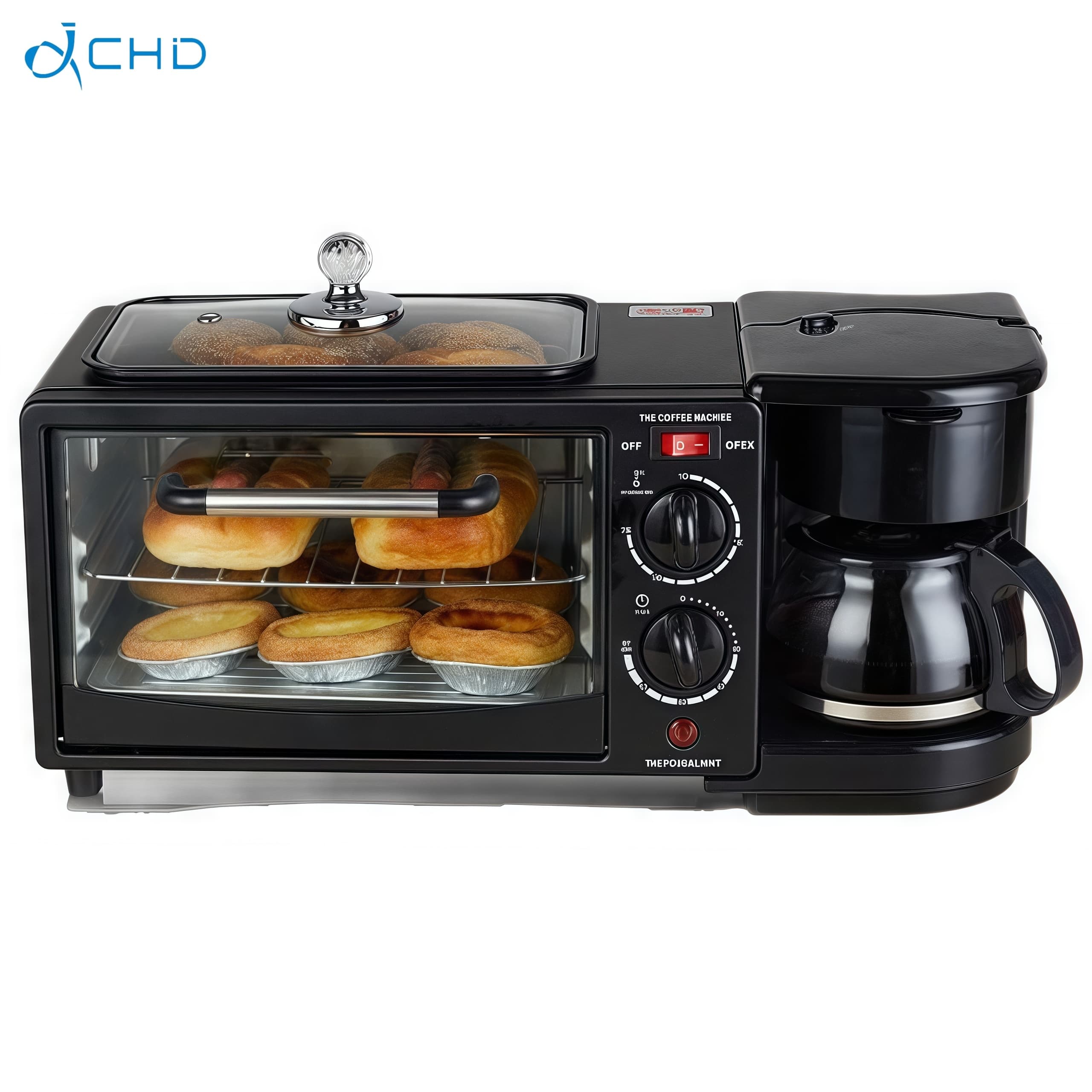 Nova Chegada 3-em-1 Conjunto de Panelas Domésticas Multifuncional Elétrica Fry Pan Cafeteira Torradeira para Café da Manhã para Uso