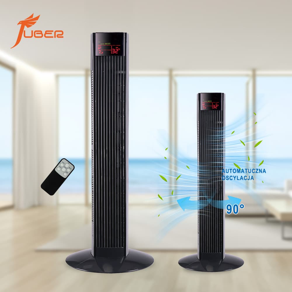 Ventilador de Torre Potente de 36 Polegadas com Controle Remoto e Display LED, 3 Configurações de Velocidade, Ventilador Vertical para Varejo de