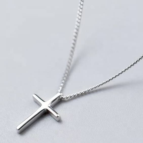 Colar simples com pingente de cruz em prata esterlina 925 S925