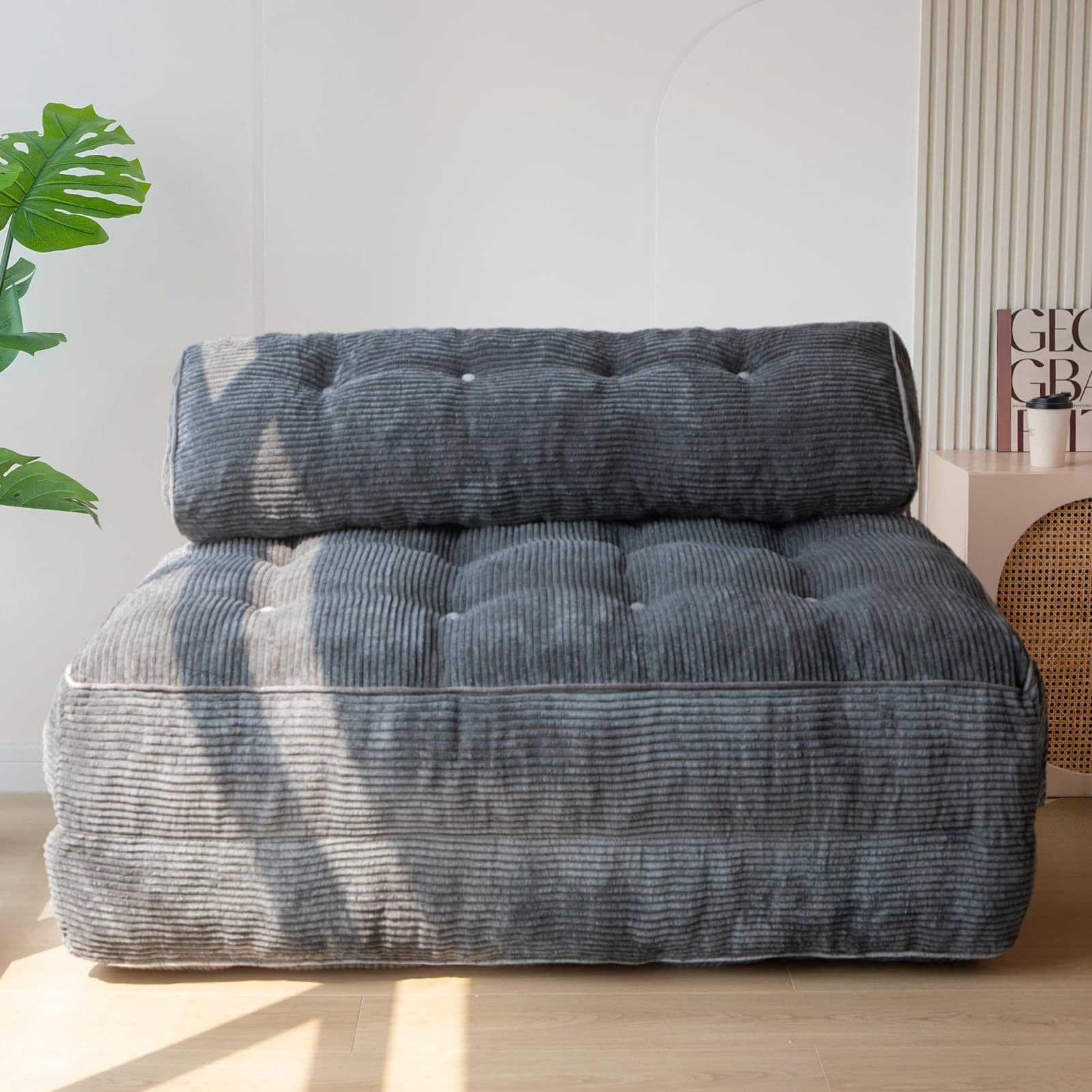 Conjunto de sofá-cama conversível de tamanho grande, cadeira dobrável compactável com travesseiro e apoio para as costas, para sala de